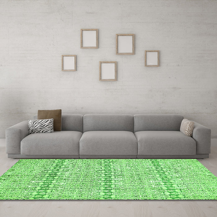 Machine Washable Abstract Green Modern Area Rugs in a Living Room,, wshabs342grn