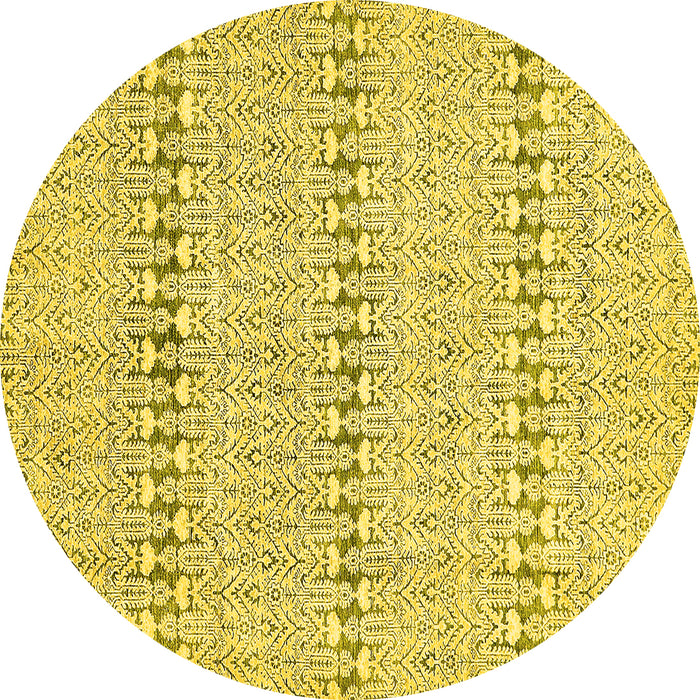 Round Abstract Yellow Modern Rug, abs342yw