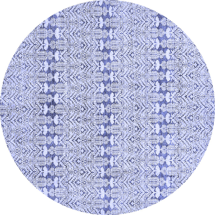 Round Machine Washable Abstract Blue Modern Rug, wshabs342blu