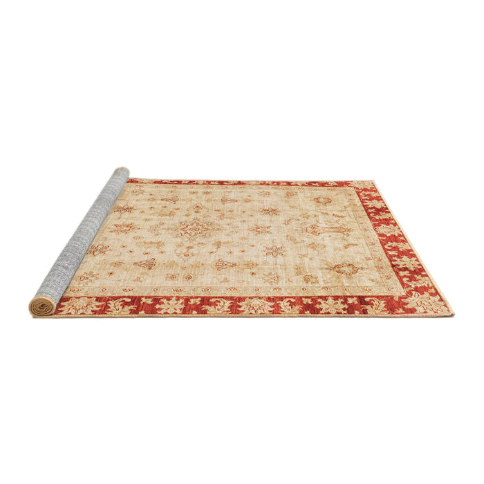 Sideview of Machine Washable Abstract Brown Gold Rug, wshabs3430