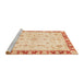 Sideview of Machine Washable Abstract Brown Gold Rug, wshabs3430