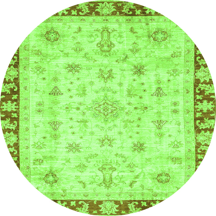 Round Machine Washable Abstract Green Modern Area Rugs, wshabs3430grn