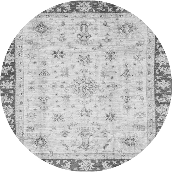 Round Abstract Gray Modern Rug, abs3430gry