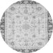 Round Abstract Gray Modern Rug, abs3430gry