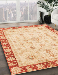 Abstract Brown Gold Modern Rug, abs3430