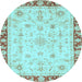 Round Abstract Light Blue Modern Rug, abs3430lblu