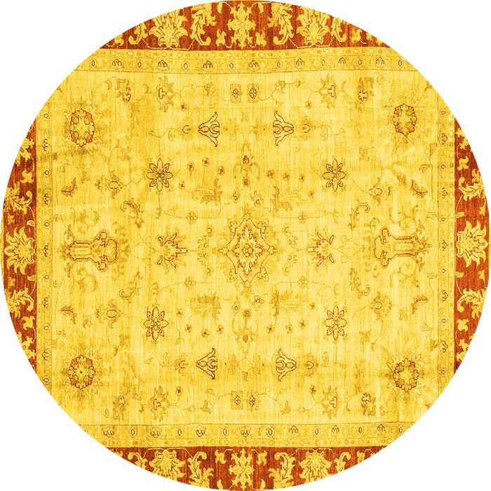 Round Abstract Yellow Modern Rug, abs3430yw