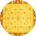 Round Abstract Yellow Modern Rug, abs3430yw