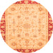 Round Abstract Orange Modern Rug, abs3430org