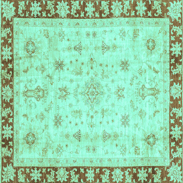 Square Machine Washable Abstract Turquoise Modern Area Rugs, wshabs3430turq