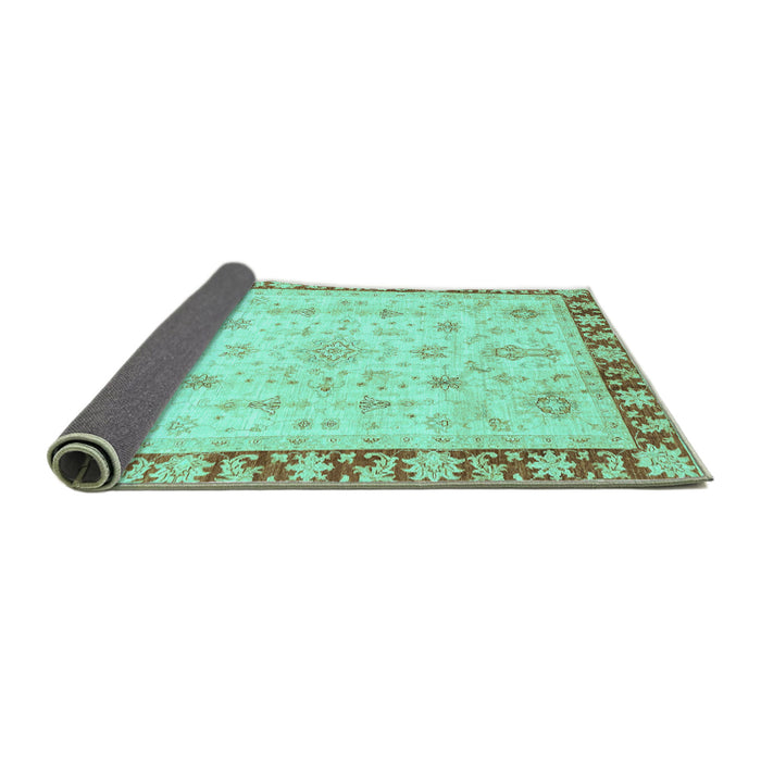Sideview of Abstract Turquoise Modern Rug, abs3430turq