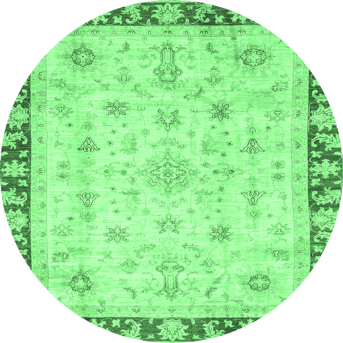 Round Abstract Emerald Green Modern Rug, abs3430emgrn