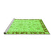 Sideview of Machine Washable Abstract Green Modern Area Rugs, wshabs3430grn