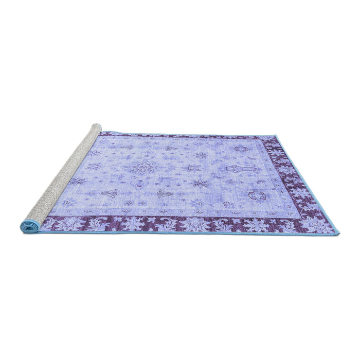 Sideview of Machine Washable Abstract Blue Modern Rug, wshabs3430blu