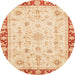 Round Abstract Brown Gold Modern Rug, abs3430