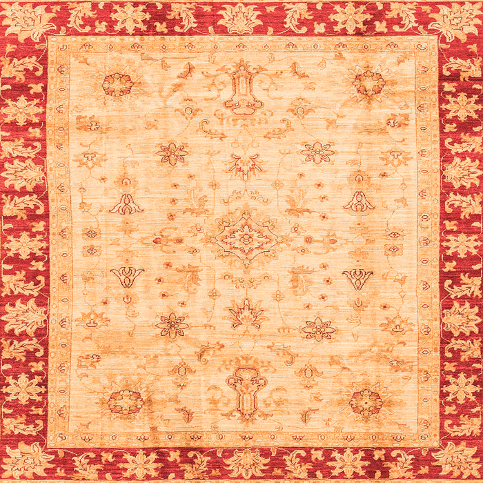 Square Machine Washable Abstract Orange Modern Area Rugs, wshabs3430org