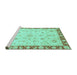 Sideview of Machine Washable Abstract Turquoise Modern Area Rugs, wshabs3430turq