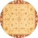 Round Abstract Brown Modern Rug, abs3430brn