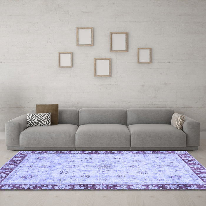 Machine Washable Abstract Blue Modern Rug in a Living Room, wshabs3430blu