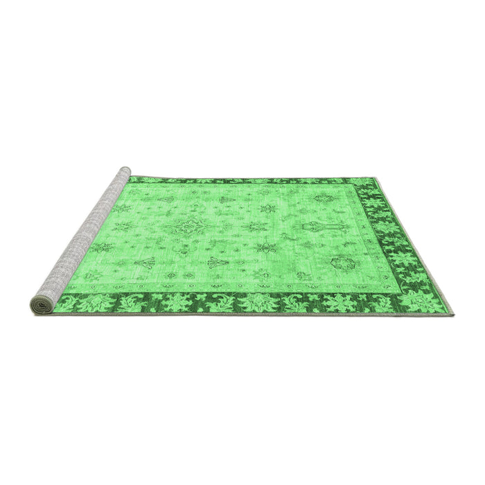 Sideview of Machine Washable Abstract Emerald Green Modern Area Rugs, wshabs3430emgrn