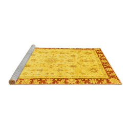 Sideview of Machine Washable Abstract Yellow Modern Rug, wshabs3430yw