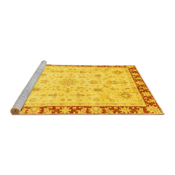 Sideview of Machine Washable Abstract Yellow Modern Rug, wshabs3430yw