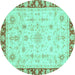 Round Abstract Turquoise Modern Rug, abs3430turq