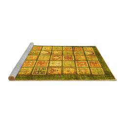 Sideview of Machine Washable Abstract Yellow Modern Rug, wshabs3431yw