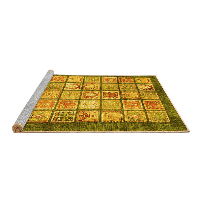Sideview of Machine Washable Abstract Yellow Modern Rug, wshabs3431yw