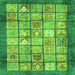 Square Machine Washable Abstract Green Modern Area Rugs, wshabs3431grn