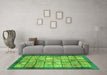 Machine Washable Abstract Green Modern Area Rugs in a Living Room,, wshabs3431grn