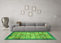 Machine Washable Abstract Green Modern Rug, wshabs3431grn