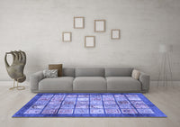 Machine Washable Abstract Blue Modern Rug, wshabs3431blu