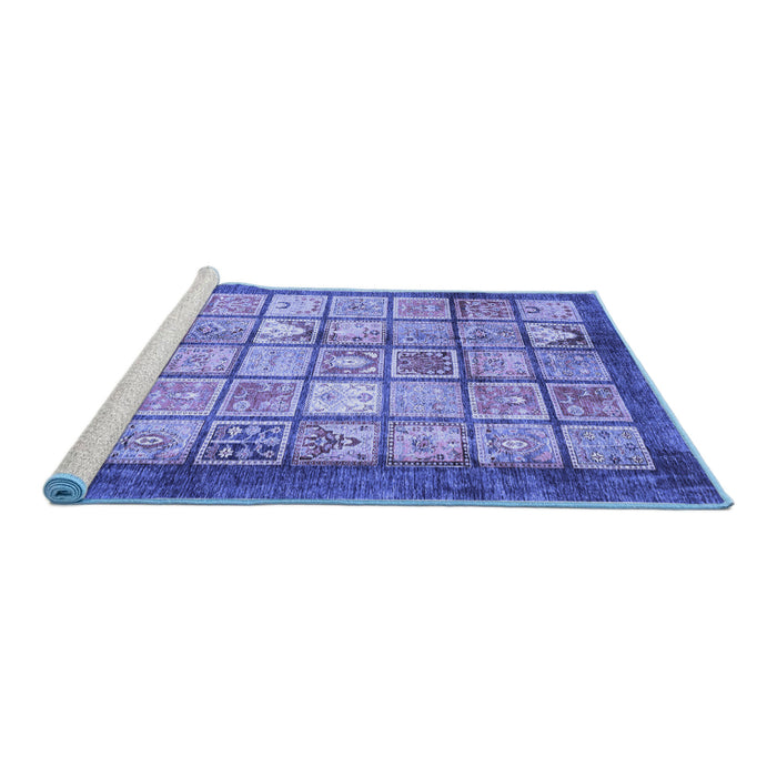 Sideview of Machine Washable Abstract Blue Modern Rug, wshabs3431blu