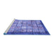 Sideview of Machine Washable Abstract Blue Modern Rug, wshabs3431blu