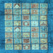 Square Abstract Light Blue Modern Rug, abs3431lblu