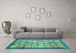 Machine Washable Abstract Turquoise Modern Area Rugs in a Living Room,, wshabs3431turq