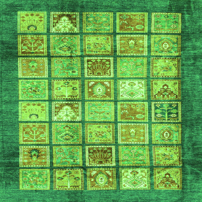 Square Abstract Green Modern Rug, abs3431grn