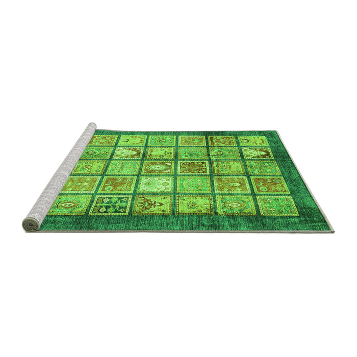 Sideview of Machine Washable Abstract Green Modern Area Rugs, wshabs3431grn
