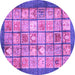 Round Machine Washable Abstract Purple Modern Area Rugs, wshabs3431pur