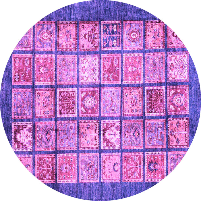 Round Abstract Purple Modern Rug, abs3431pur