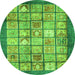 Round Machine Washable Abstract Green Modern Area Rugs, wshabs3431grn