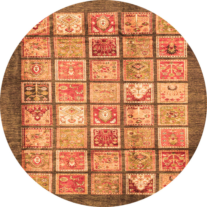 Round Abstract Orange Modern Rug, abs3431org