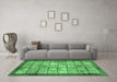 Machine Washable Abstract Emerald Green Modern Area Rugs in a Living Room,, wshabs3431emgrn