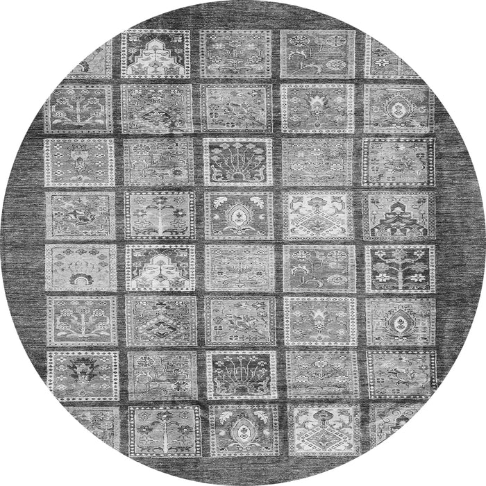 Round Abstract Gray Modern Rug, abs3431gry