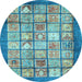 Round Abstract Light Blue Modern Rug, abs3431lblu