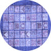 Round Machine Washable Abstract Blue Modern Rug, wshabs3431blu