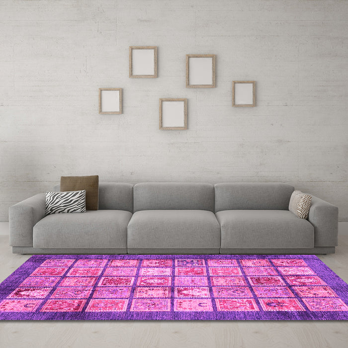 Machine Washable Abstract Pink Modern Rug in a Living Room, wshabs3431pnk