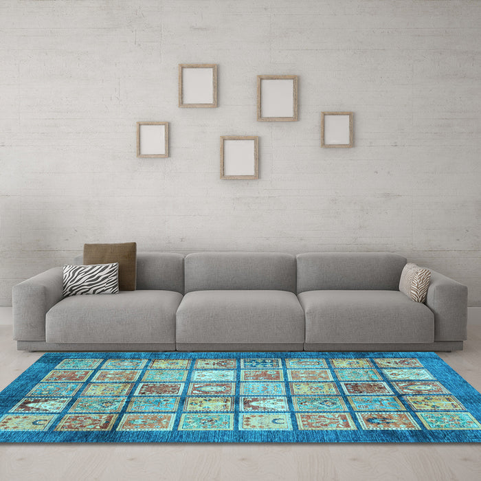 Machine Washable Abstract Light Blue Modern Rug in a Living Room, wshabs3431lblu