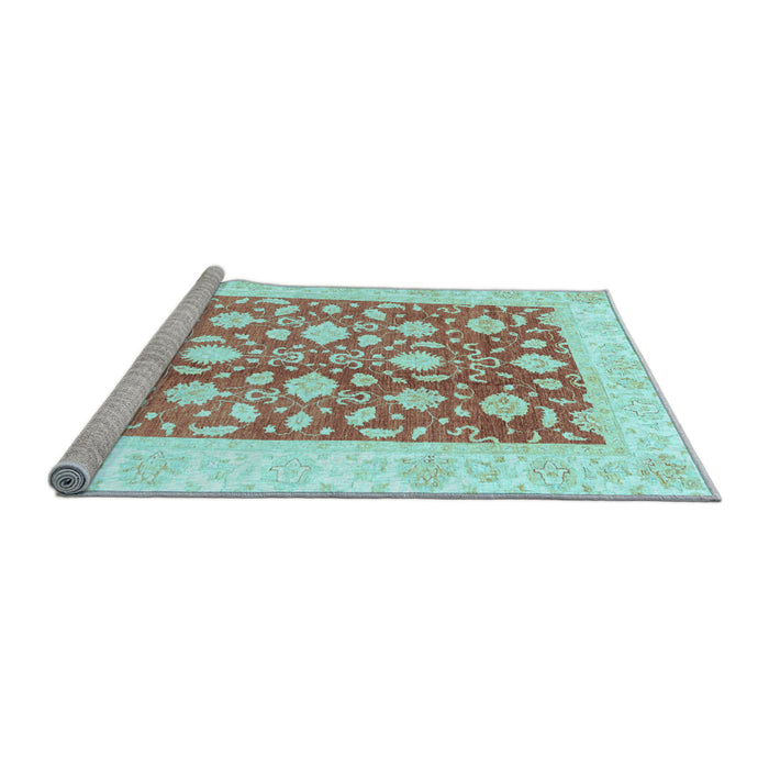 Sideview of Machine Washable Oriental Light Blue Traditional Rug, wshabs3432lblu